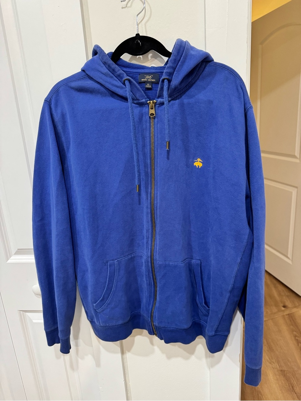 Brooks Brothers Royal Blue Full-Zip Hoodie with Yellow Logo